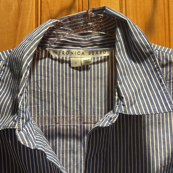 VERONICA BEARD Gilda stripe Asymetrical button down shirt - Picture 2 of 7